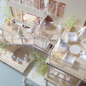 Fujiyoshida-Balcony 模型写真　バルコニーを上から見る