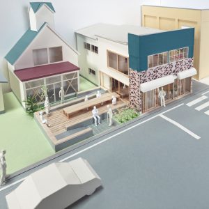 藤里の大きな縁側と掘りごたつ 模型写真　鳥瞰