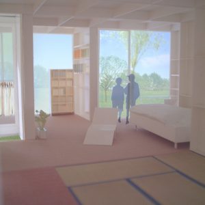 incomplete house 和室からベッドルーム、クローゼットを見る/変化に富む奥行き