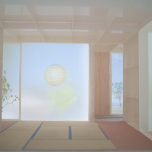 incomplete house 和室を見る/左奥に床の間、右奥にエントランス