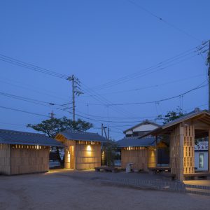 亀崎公園の再編 建物全景（夕方）