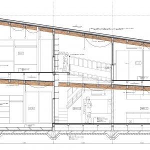 片流れの離れ/homeYG 2階床梁も東側へ片流れる